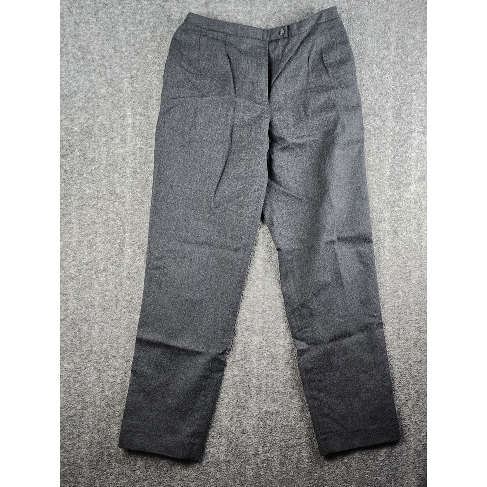 Harve Benard Trousers Women 10 Grey Vintage 100% Wool High Rise‎ Straight Leg